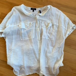 THEORY SZ L WHITE BLOUSE